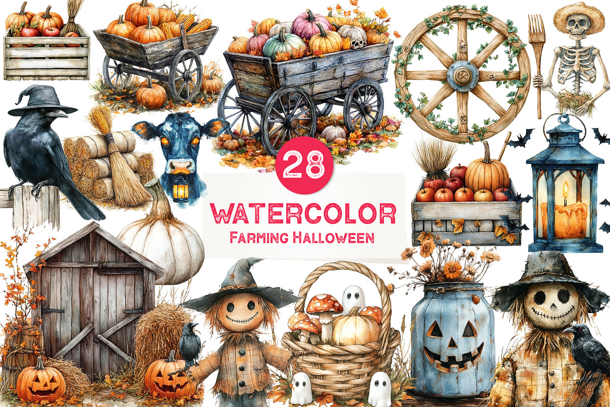 Antique Farming in Halloween Clipart, an Illustration by CreationArt (Photo 1 of 5)