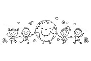 Kids and Globe as a symbol of peace, a Person Illustration by Bubert Art (Thumbnail 2 of 2)