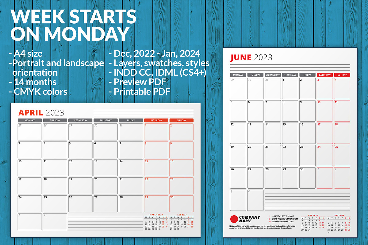 Monthly Planner 2023 (MP038-23), a Stationery Template by mikhailmorosin
