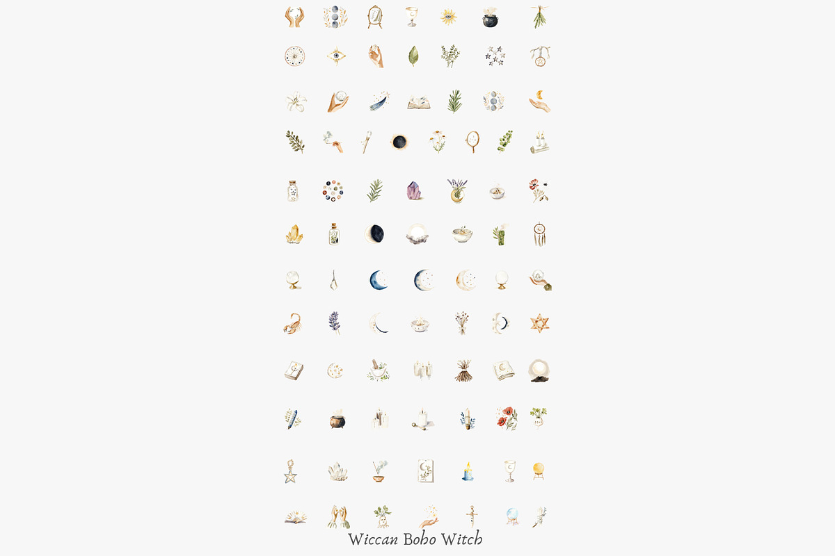 wiccan clipart boho witch png set, a Decorative Illustration by Patishop Art (Photo 9 of 9)