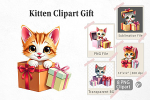Kitten Clipart Gift, a Graphic by Artnoy