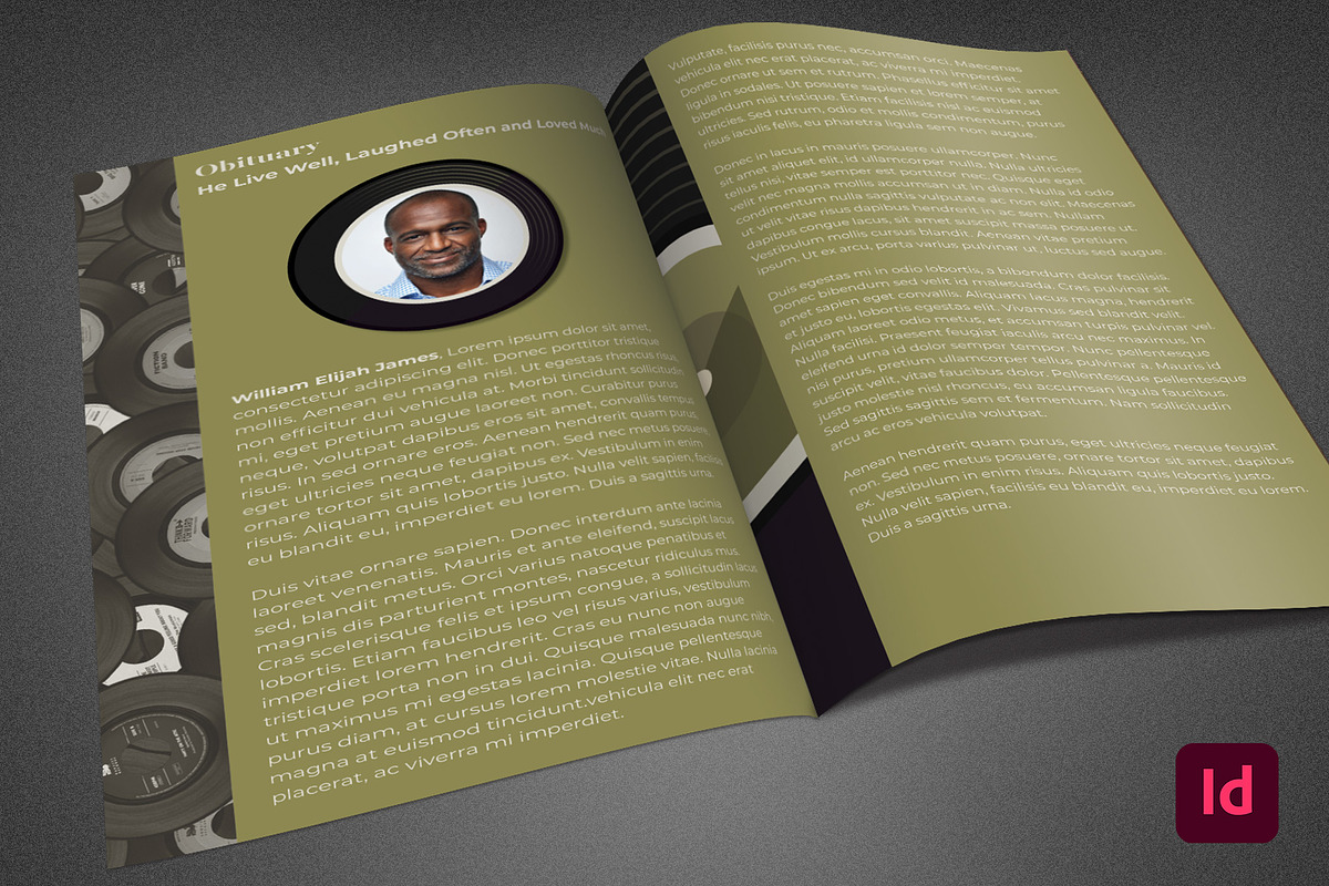 Green Vinyl Funeral Program Template, a Brochure Template by loswl (Photo 2 of 7)