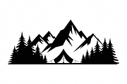 silhouette camping tent mountain, an Illustration by Amazin_art (Thumbnail 3 of 17)