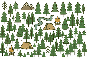 Brightly colored camping scene in a, an Animal Photo by ZinetroN