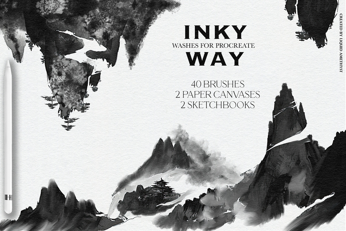 Inky Way Travel Procreate Sketchbook, a Brush Add-On by Liquid Amethyst Art (Photo 2 of 7)