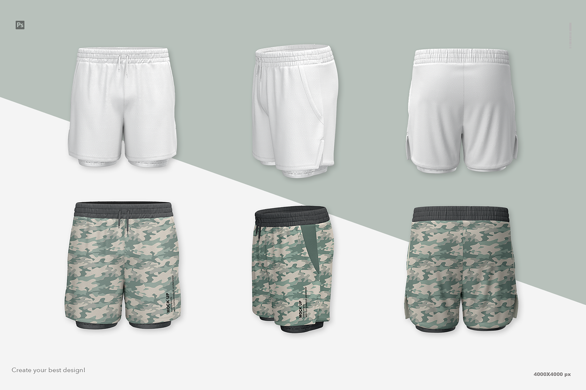 Mens shorts with compression underwe, a Bottom Mockup by Irena Matiash shop (Photo 2 of 6)