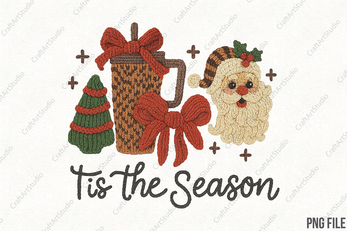 Tis The Season Christmas Crochet PNG, an Illustration by CraftArtStudio (Photo 1 of 4)