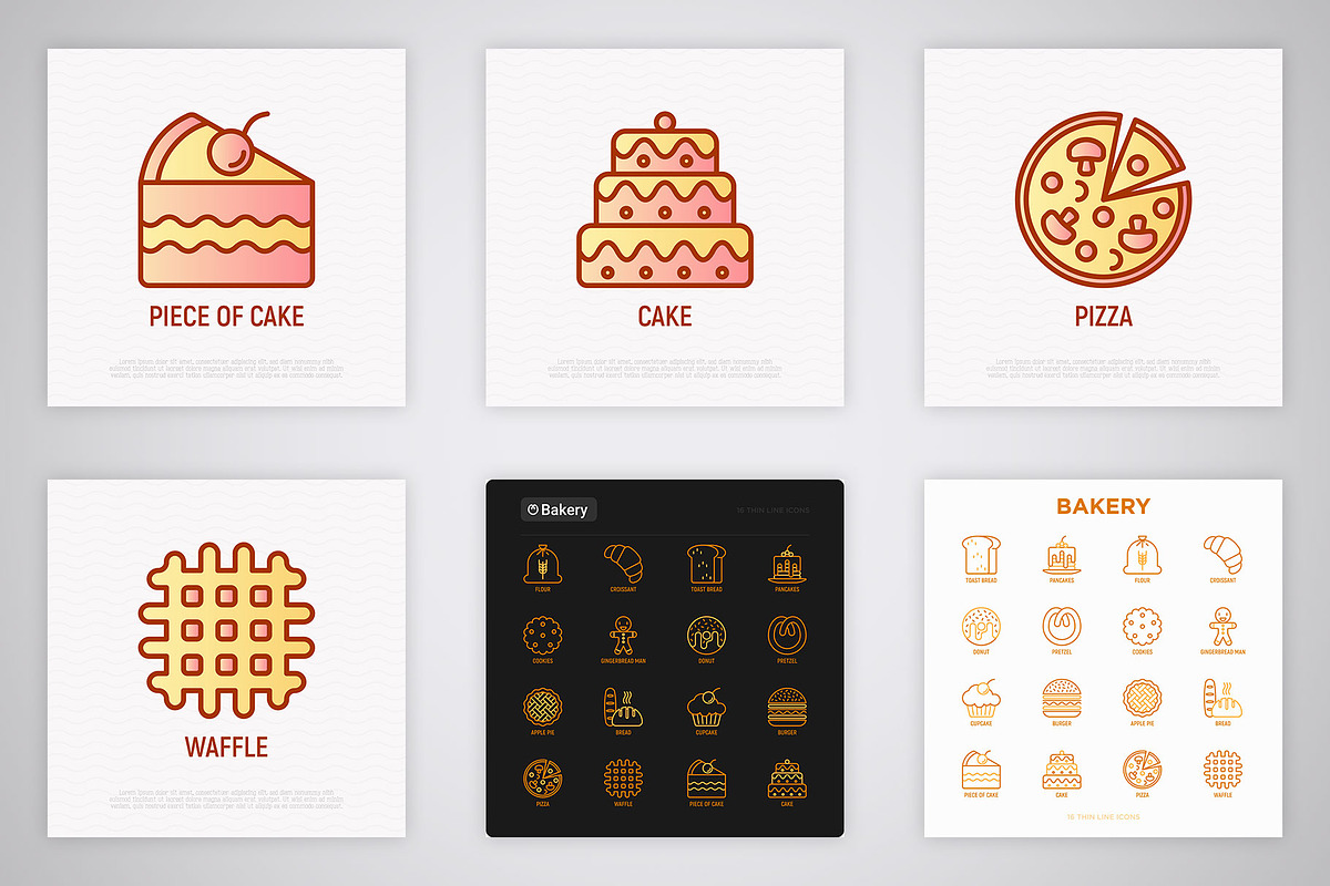 Bakery | 16 Thin Line Icons, an Outline Icon by Alex Blogoodf (Photo 6 of 7)