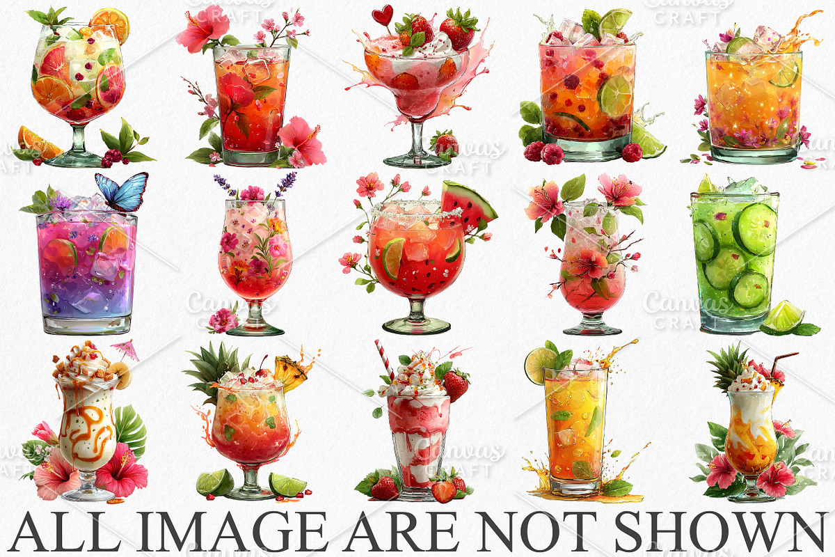Whimsical Summer Cocktail Clipart, an Illustration by Canvas Craft (Photo 3 of 7)