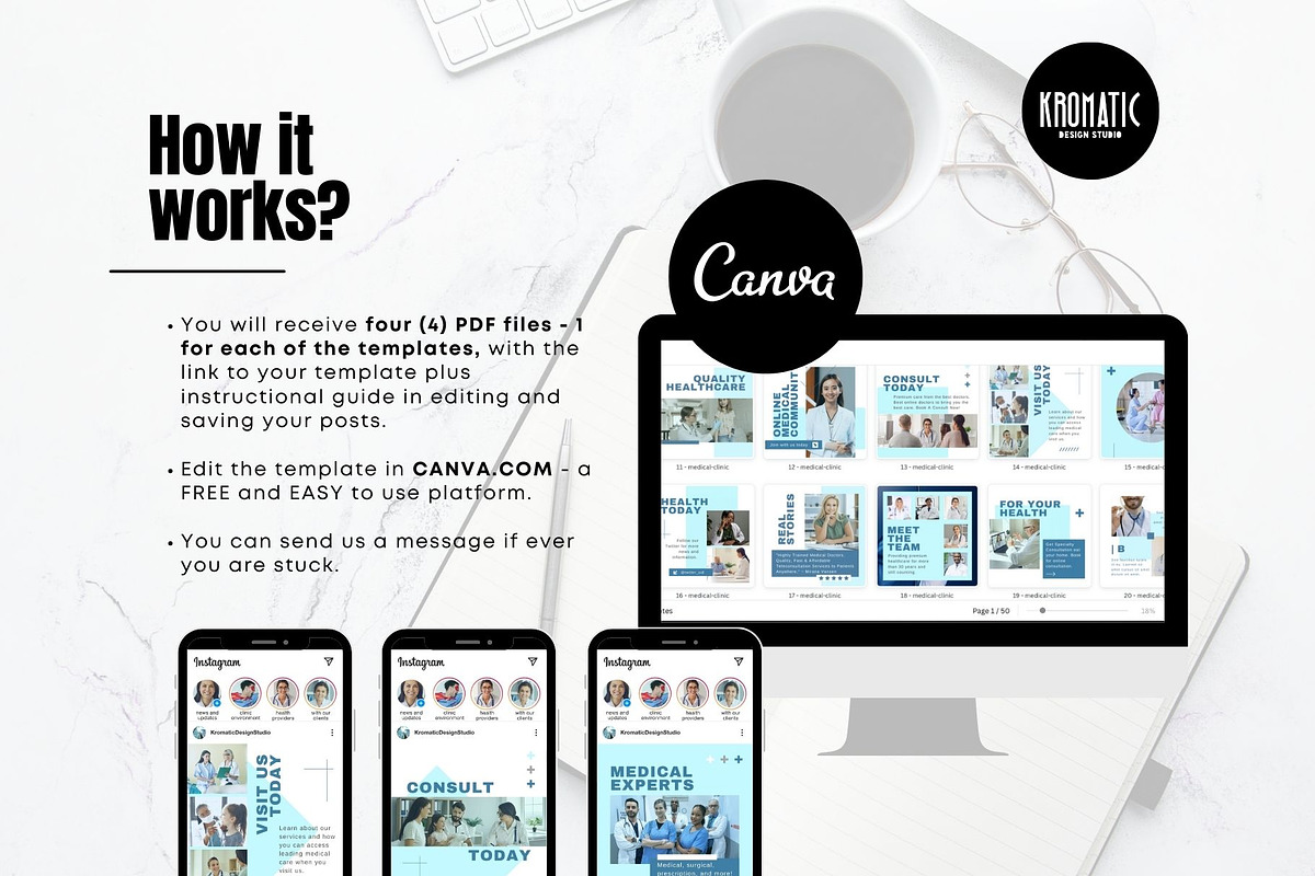 Medical Clinic Instagram Bundle, a Social Media Template by Kromatic Design Studio (Photo 7 of 10)