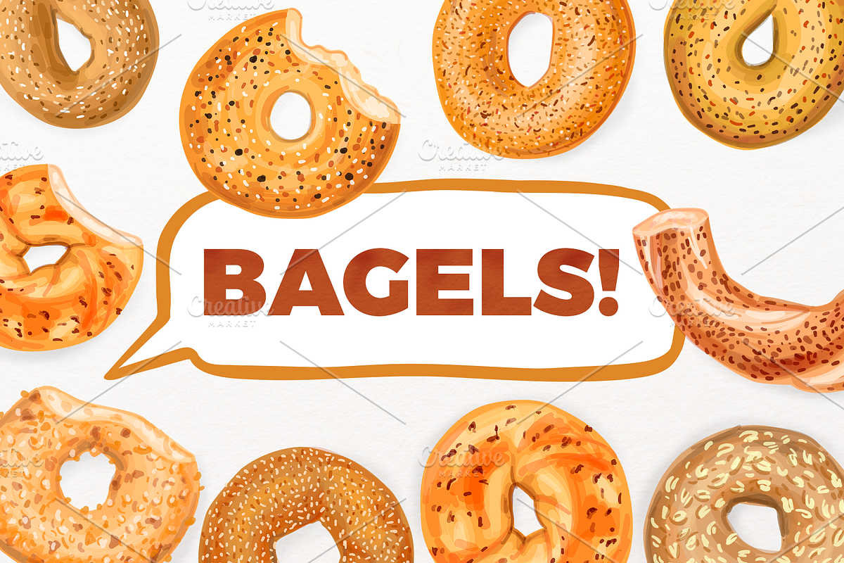 Bagel VECTOR illustrations, an Object Graphic by Natalka Dmitrova art (Photo 2 of 16)