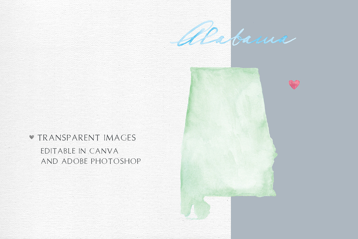Watercolor Map of Alabma, a Graphic by Beloved Paper (Photo 4 of 6)