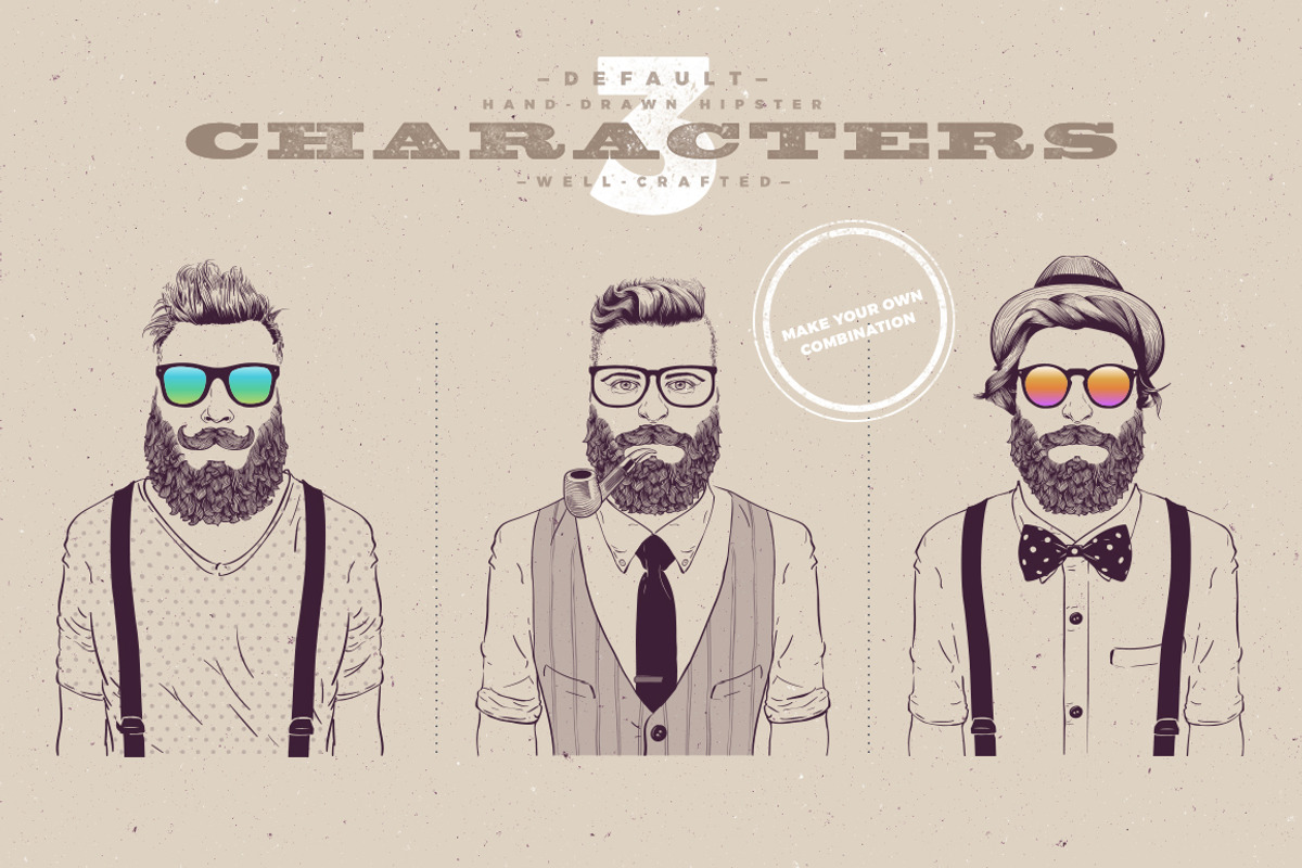 Hipster Characters Kit, a Work Illustration by blauananas (Photo 11 of 13)