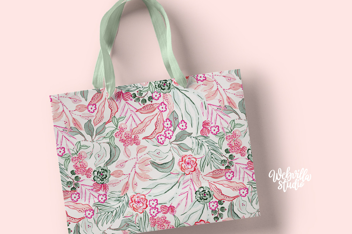 Pink Botanical Burst Pattern, a Pattern Graphic by Webvilla Studio