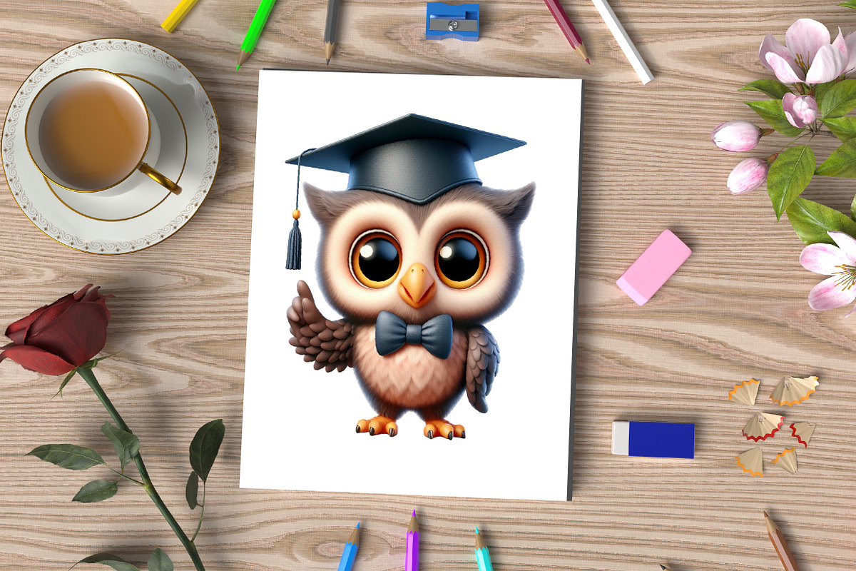 Funny Owl Isolated Clipart, an Illustration by CraftArtStudio (Photo 3 of 5)