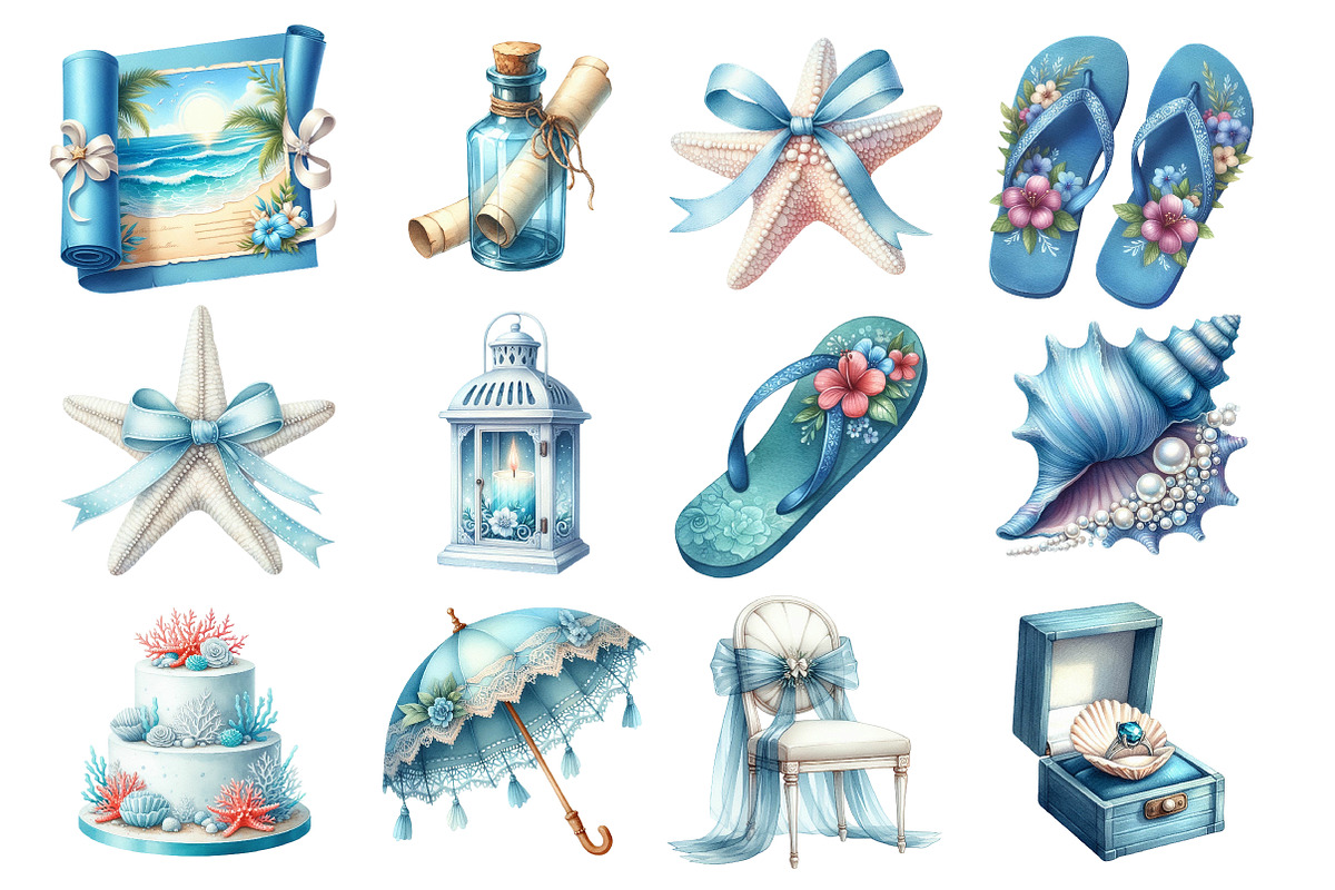 Beach Wedding Set Clipart, an Illustration by SinaCreation (Photo 2 of 5)