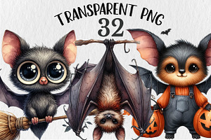 Quirky Halloween Bats Clipart, an Animal Illustration by Rose Art
