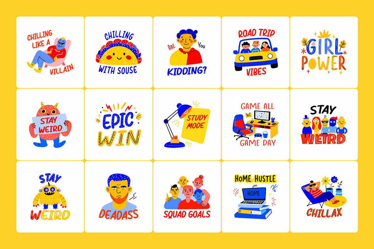 Animated Teenage Stickers Set, an Emoji Icon by Vectors Market (Photo 3 of 5)