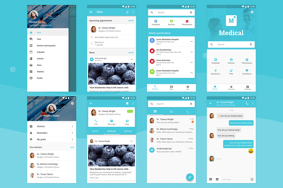 Medical Android UI Kit, an UI Kit Template by Pixelgrow (Photo 4 of 6)
