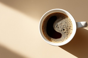 Top view of a cup of black coffee on, a Food & Drink Photo by MistyDay