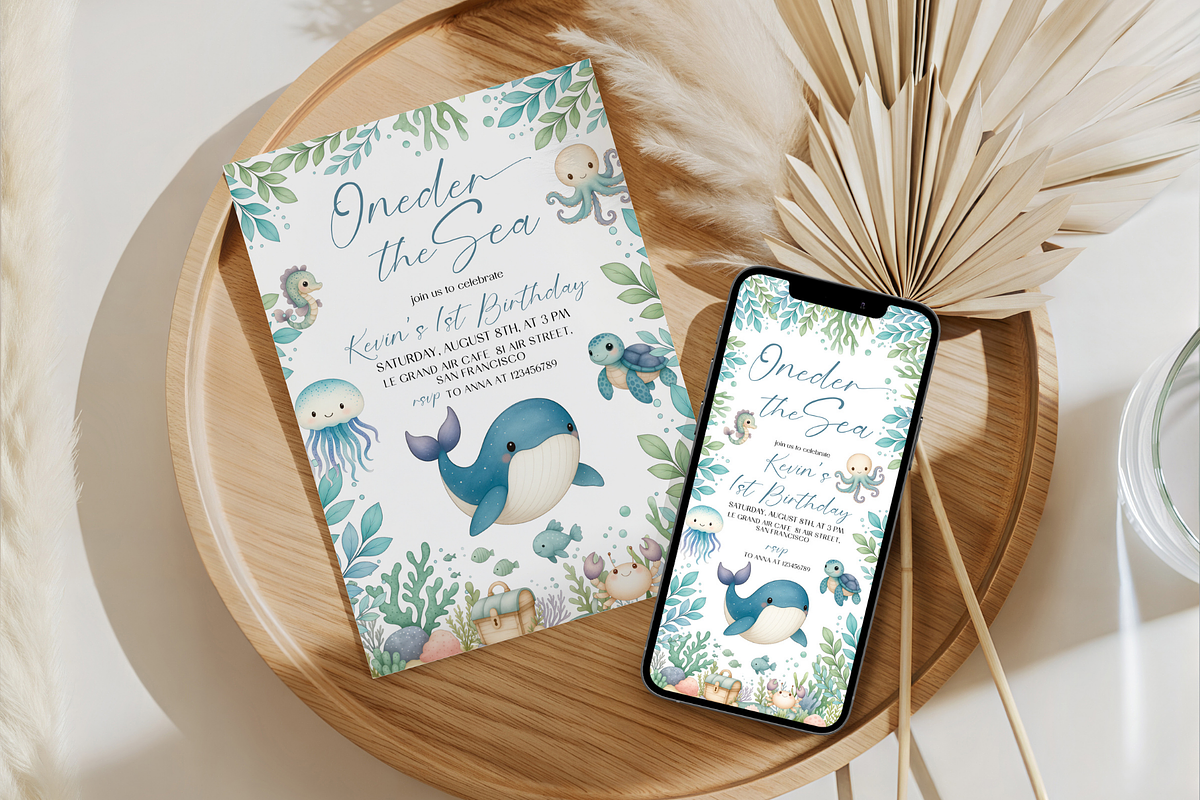 Oneder The Sea Birthday Bundle, a Templates & Theme by Digital_Mind (Photo 7 of 8)