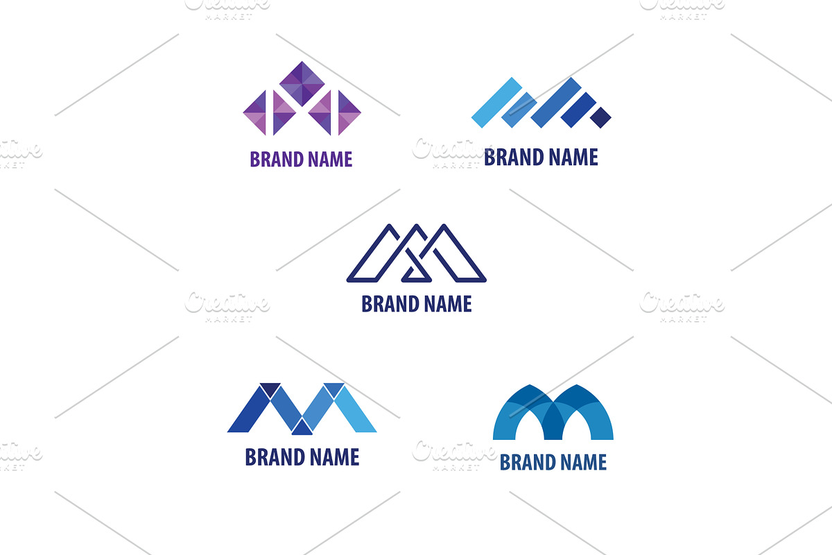 Bold letter M logo set, an Illustration by LogosDen