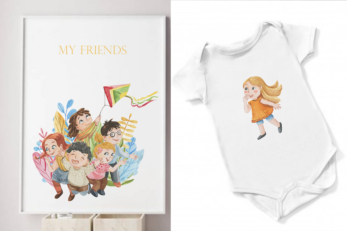 Happy children, an Illustration by Love Watercolor Store (Photo 5 of 6)