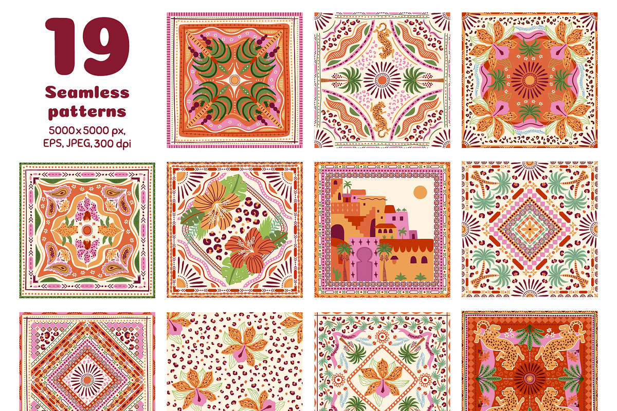 Tropical tile patterns, a Pattern Graphic by Tani Kuzminka (Photo 3 of 27)