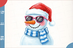 Glitter Christmas Snowman PNG, an Illustration by SinaCreation