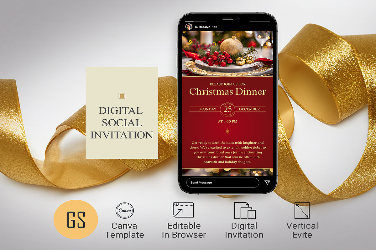 Christmas Dinner Digital Invitation, a Social Media Template by Godserv Designs (Photo 1 of 11)