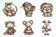 Whimsical Christmas Animals Clipart, an Illustration by Creative Art (Thumbnail 6 of 11)