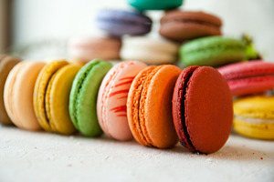 Row of Rainbow Macarons
