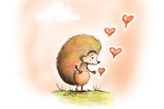 Hedgehog & Love Hearts Illustration, an Animal Illustration by Shadowspark (Thumbnail 3 of 3)