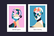 Abstract female portraits cards set, a Decorative Illustration by PaperTrident (Thumbnail 2 of 3)