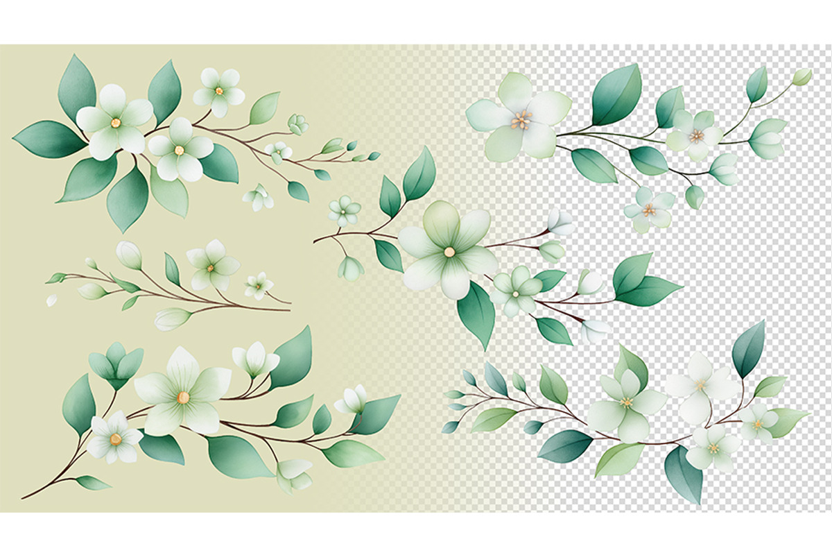 Floral Watercolor Clipart, a Decorative Illustration by BazziBa♥ (Photo 6 of 12)