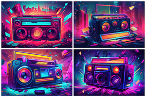 20 Colorful Boombox Illustrations