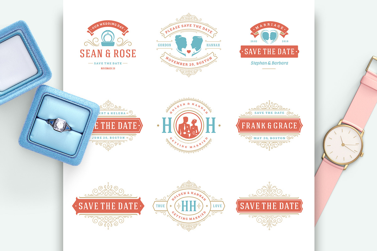 18 Wedding Logos and Badges, a Branding & Logo Template by Vasya Kobelev (Photo 8 of 14)