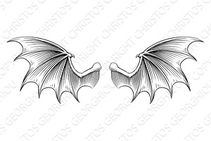 Bat Dragon Devil Demon Vampire Wings, a Decorative Illustration by Christos Georghiou