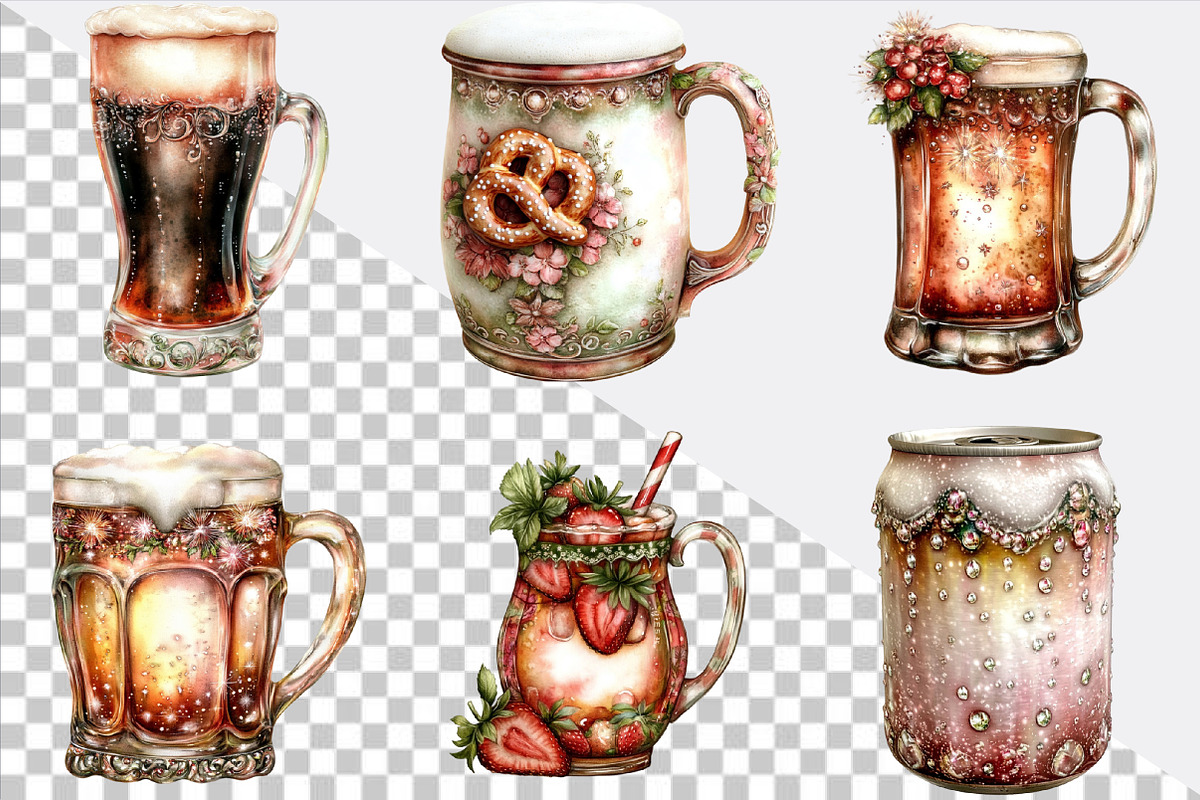 Whimsical Summer Beer Clipart Bundle, an Illustration by SVGArt (Photo 5 of 9)