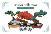 Bonsai, Japan trees set + patterns, a Decorative Illustration by Good Studio (Thumbnail 1 of 9)