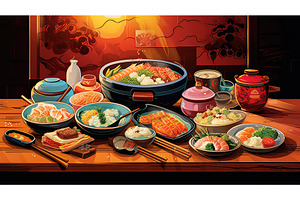 meal desk food background ai, a Food & Drink Photo by pikepicture