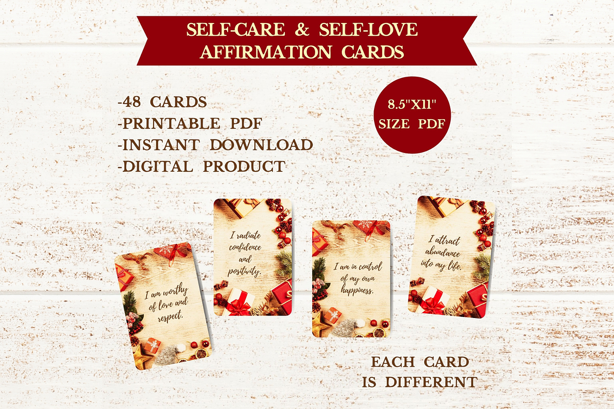 48 Christmas Affirmation Cards, a Card Template by SimoDigitalArt (Photo 2 of 7)