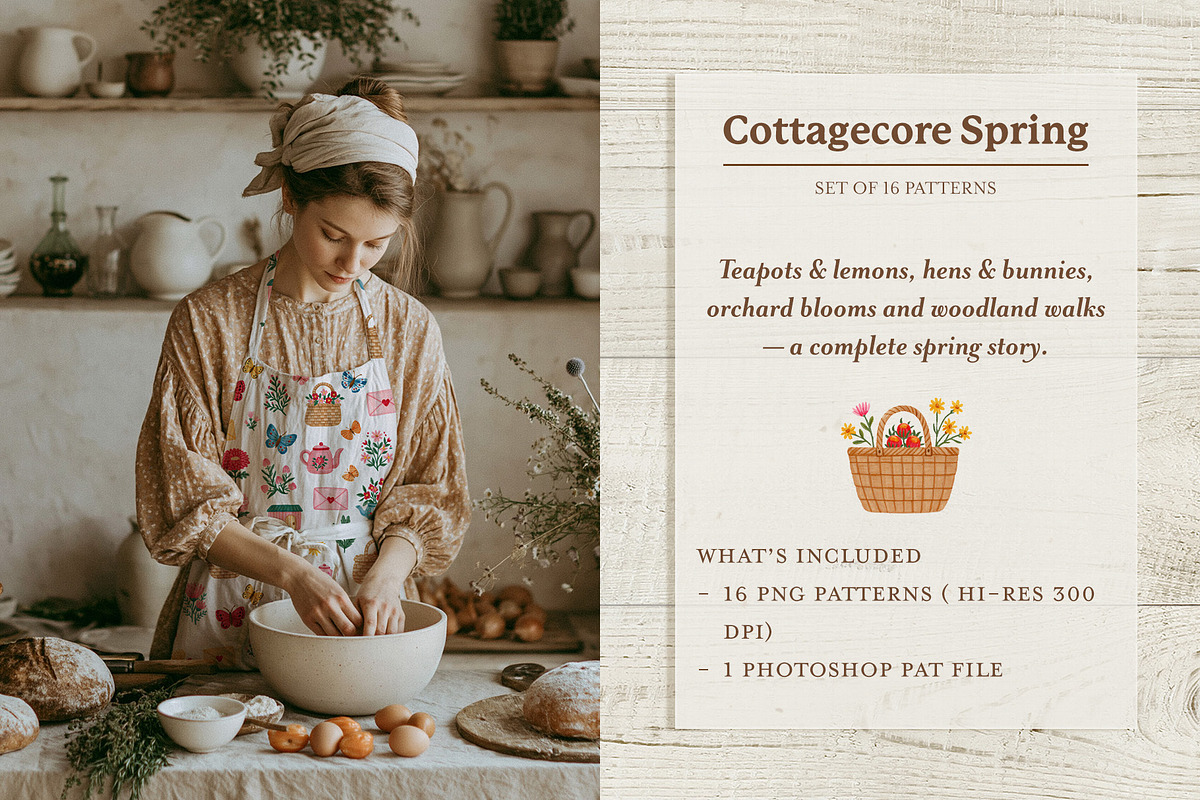 Cottagecore Spring Patterns, a Pattern Graphic by LuOtero (Photo 1 of 7)