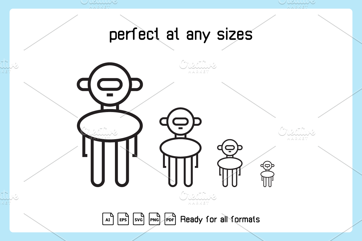 Cute Robot Avatars Vector Bundle, an Outline Icon by Designfour (Photo 2 of 6)