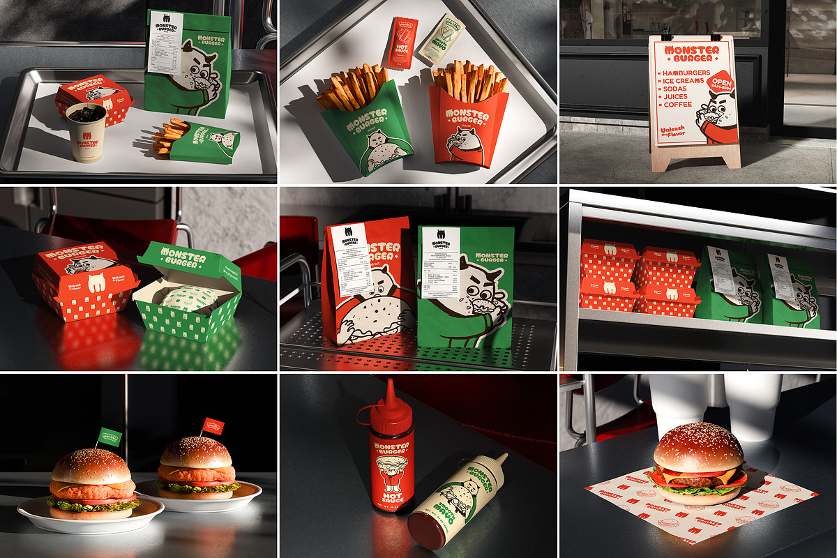 Burger & Fast Food Packaging Mockups, a Packaging Mockup by Vitora Mockup (Photo 1 of 12)