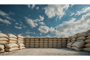 Stacked sandbags forming a, an Illustration by tilialucida