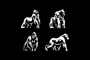 Gorillas vector set, an Animal Illustration by Masterlevsha (Thumbnail 3 of 3)