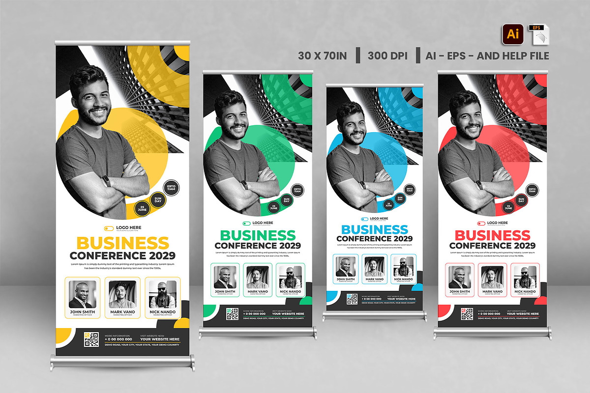 Conference roll up banner design, a Stationery Template by Tanmoy Topu