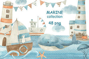Watercolor Marine Collection