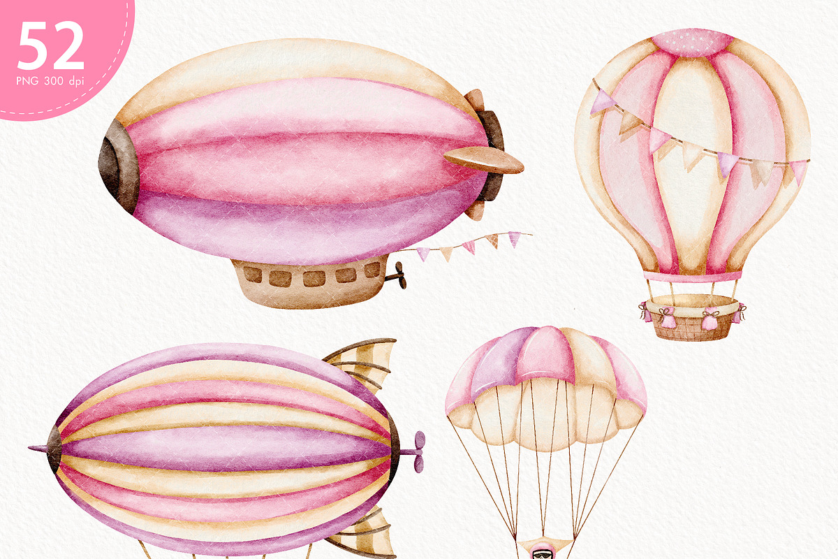 Watercolor Air Transport Clipart, a Transportation Illustration by TitaLivingArt (Photo 4 of 10)